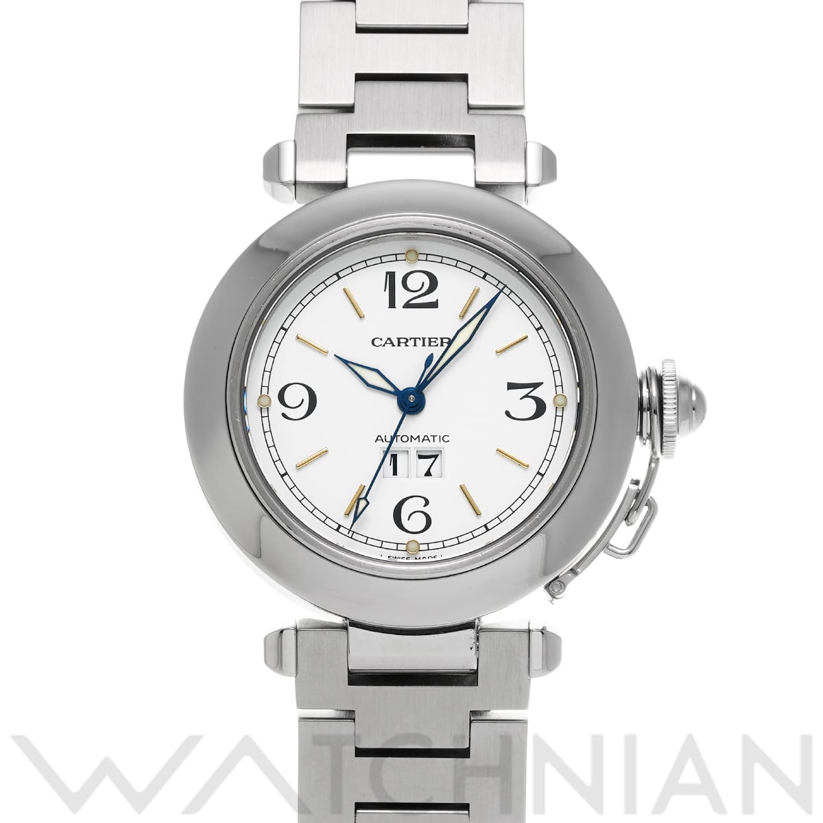 カルティエ パシャC ビッグデイト W31011M7 ホワイト ユニセックス 時計 【中古】【wristwatch】