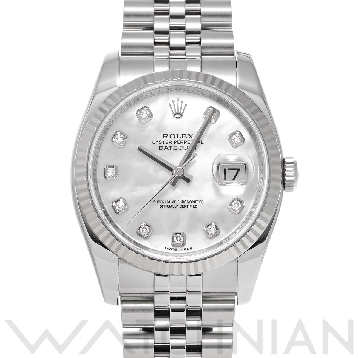 ロレックス デイトジャスト 36 116234NG ホワイトシェル/ダイヤモンド メンズ 時計 【中古】【wristwatch】