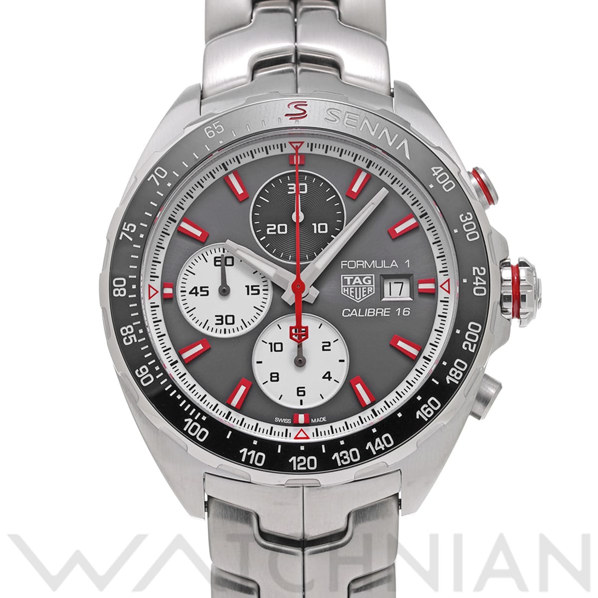 タグ ホイヤー フォーミュラ1 キャリバー16 クロノグラフ アイルトン・セナ CAZ2017.BA0647 グレー/ブラック/ホワイト メンズ 時計 【中古】【wristwatch】