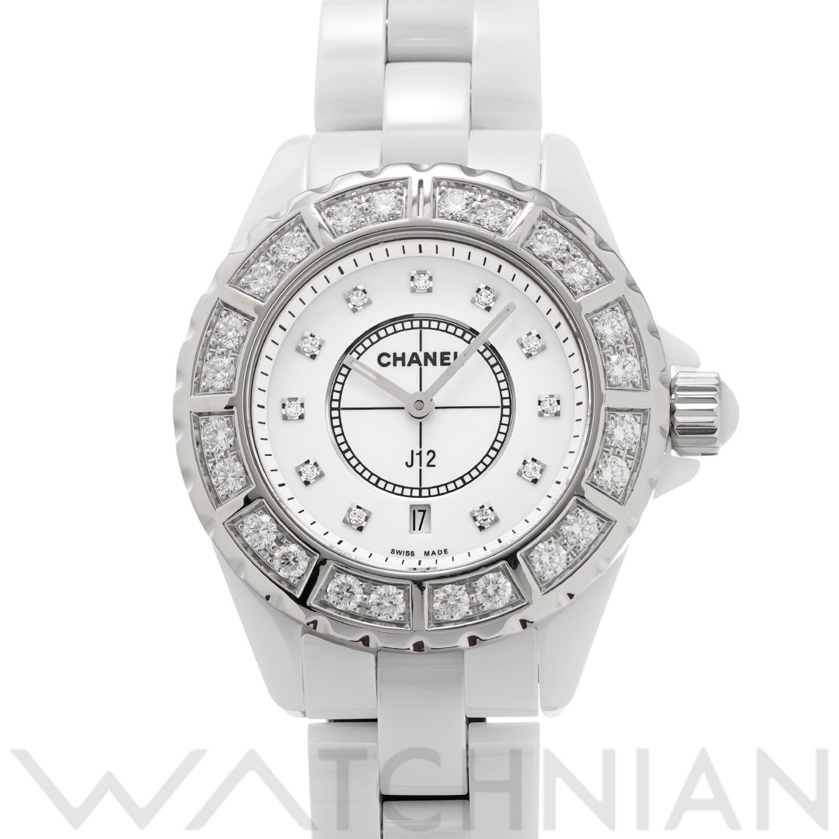 シャネル J12 33MM H2429 ホワイト/ダイヤモンド レディース 時計 【中古】【wristwatch】