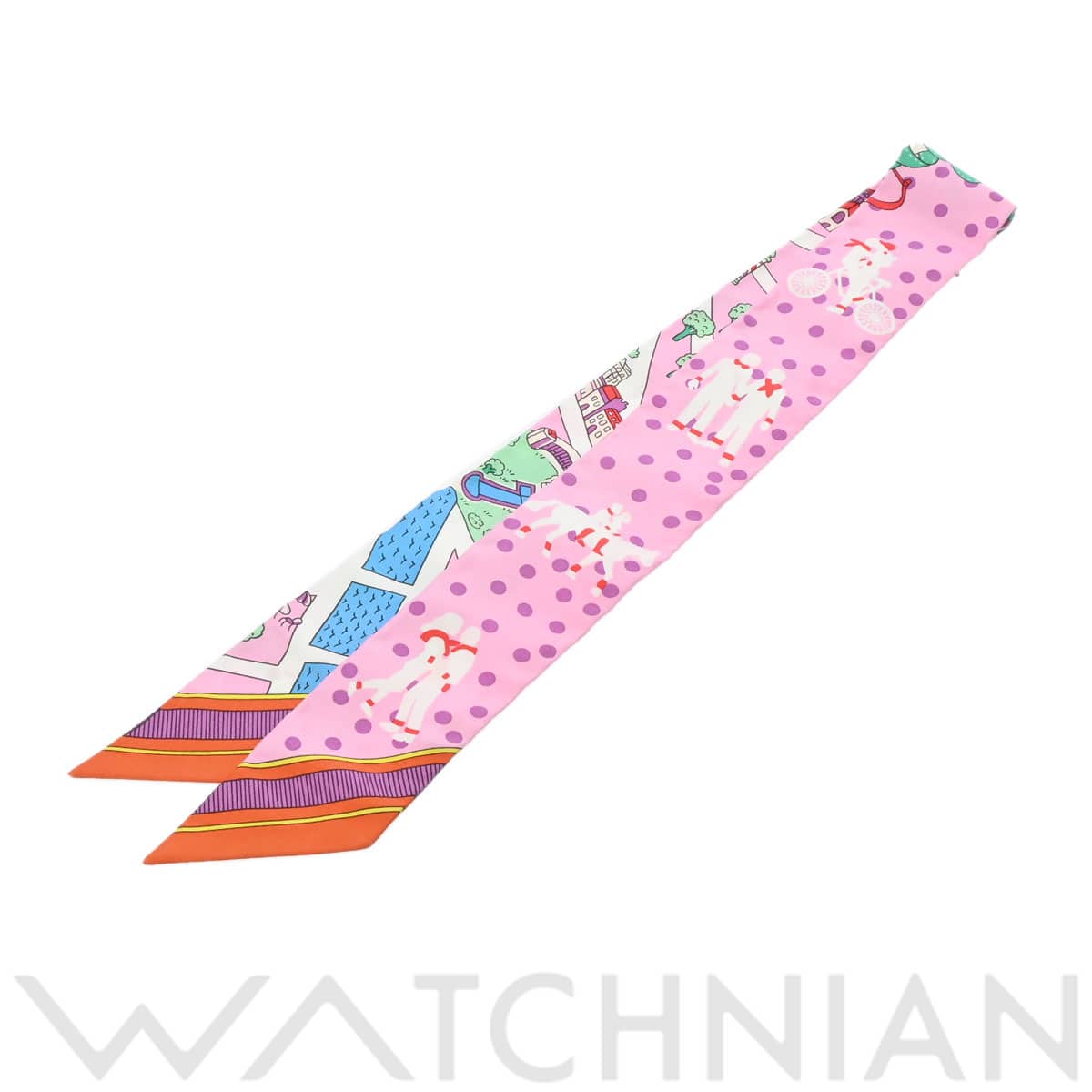 エルメス ツイリー LES NOUVEAUX AMOUREUX DE PARIS ピンク 063329S シルク100％ レディース 【新品】【other】