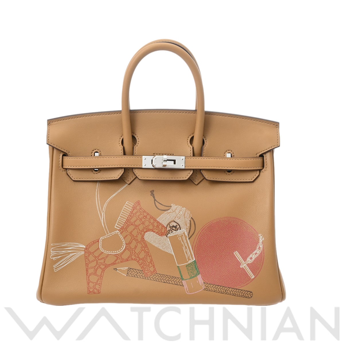 エルメス バーキン 25 インアンドアウト ビスキュイ/パラジウム金具 ヴォースイフト レディース バッグ 【中古】【bag】