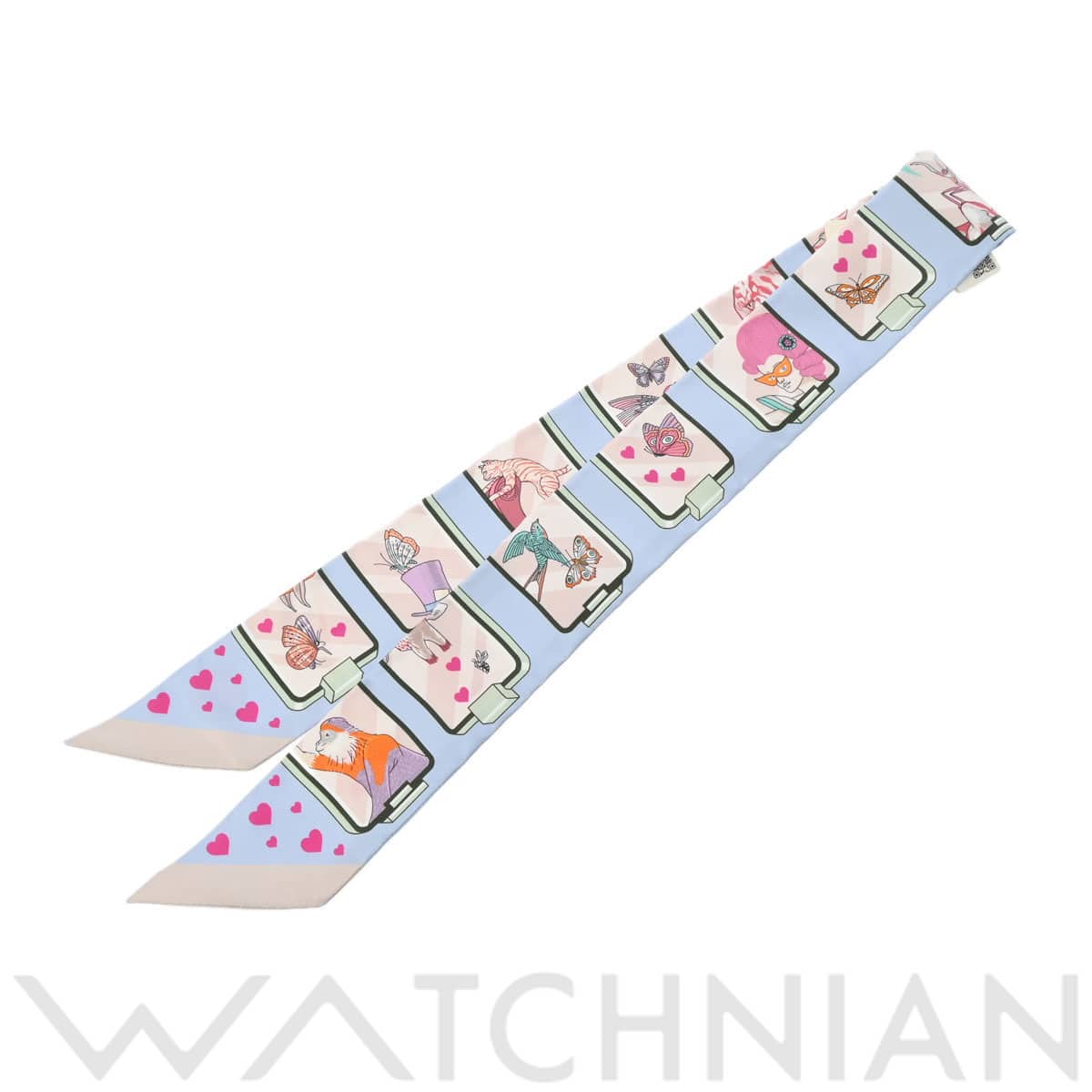 エルメス ツイリー HERMES STORY ライトブルー系 063875S シルク100％ レディース 【未使用】【other】