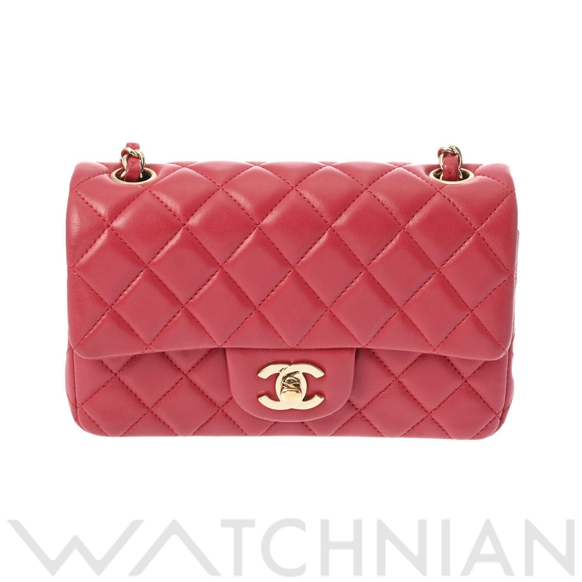 シャネル ミニフラップバッグ 20 カメリア レッド/ゴールド金具 A69900 ラムスキン レディース バッグ 【中古】【bag】