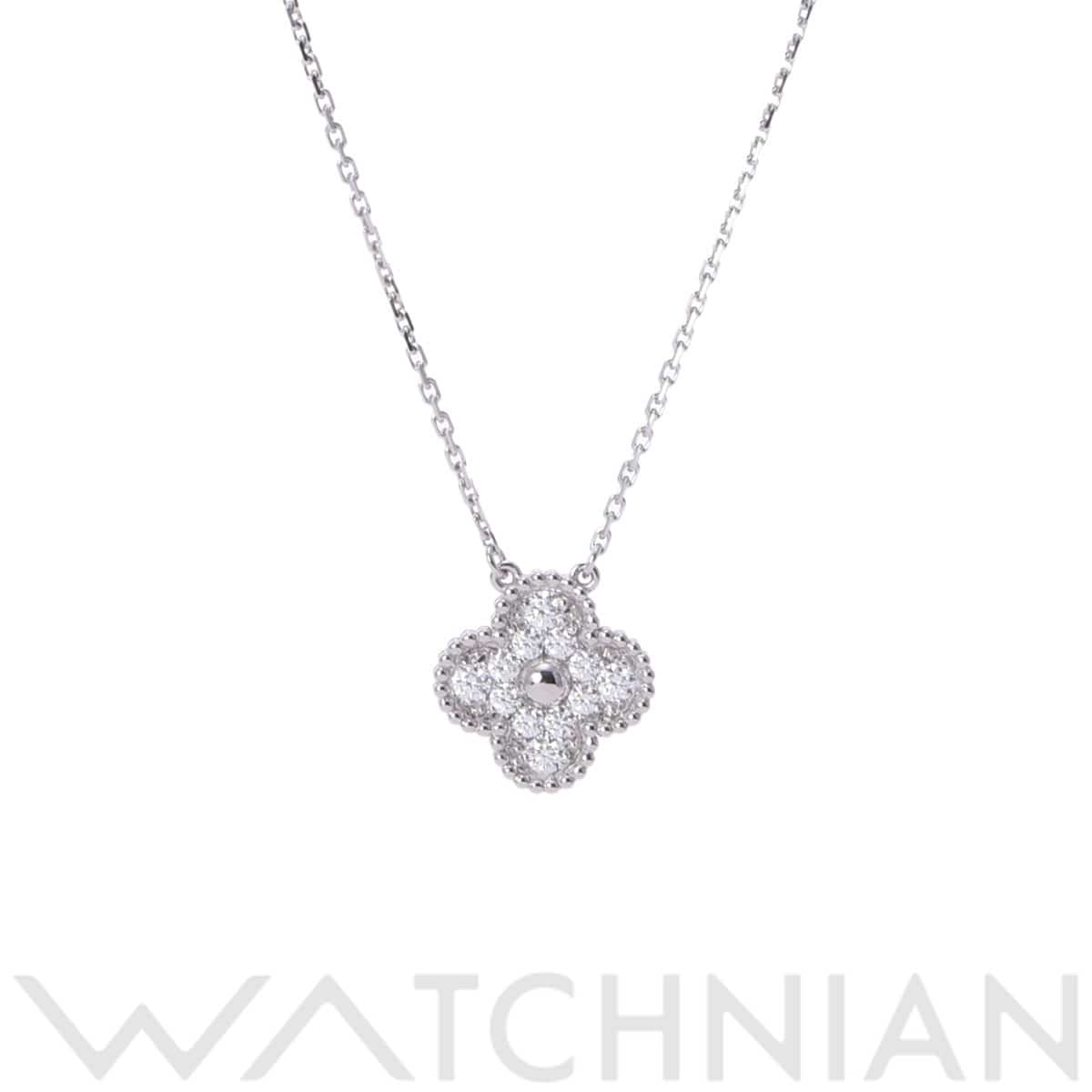 ヴァン クリーフ&アーペル ヴィンテージアルハンブラ ネックレス パヴェ シルバー K18ホワイトゴールド WG レディース ジュエリー 【中古】【jewelry】