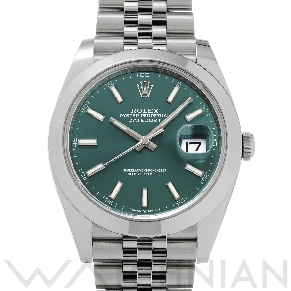 ロレックス デイトジャスト 41 126300 ミントグリーン メンズ 時計 【中古】【wristwatch】