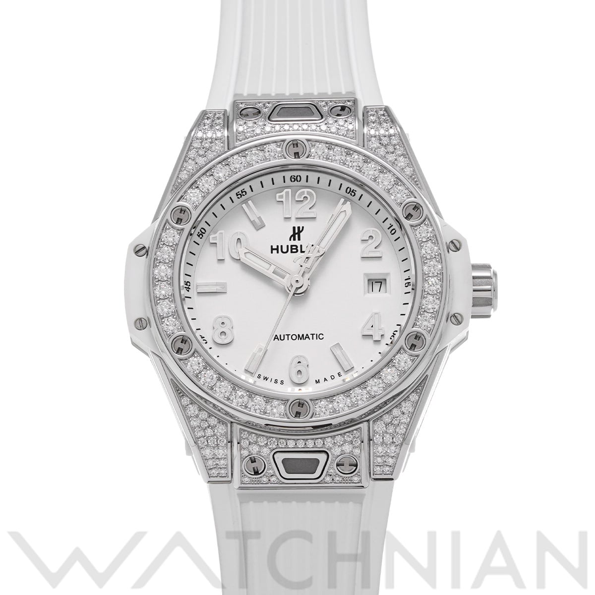 ウブロ ビッグ・バン ワンクリック スチール ホワイト パヴェ 485.SE.2010.RW.1604 ホワイト メンズ 時計 【中古】【wristwatch】