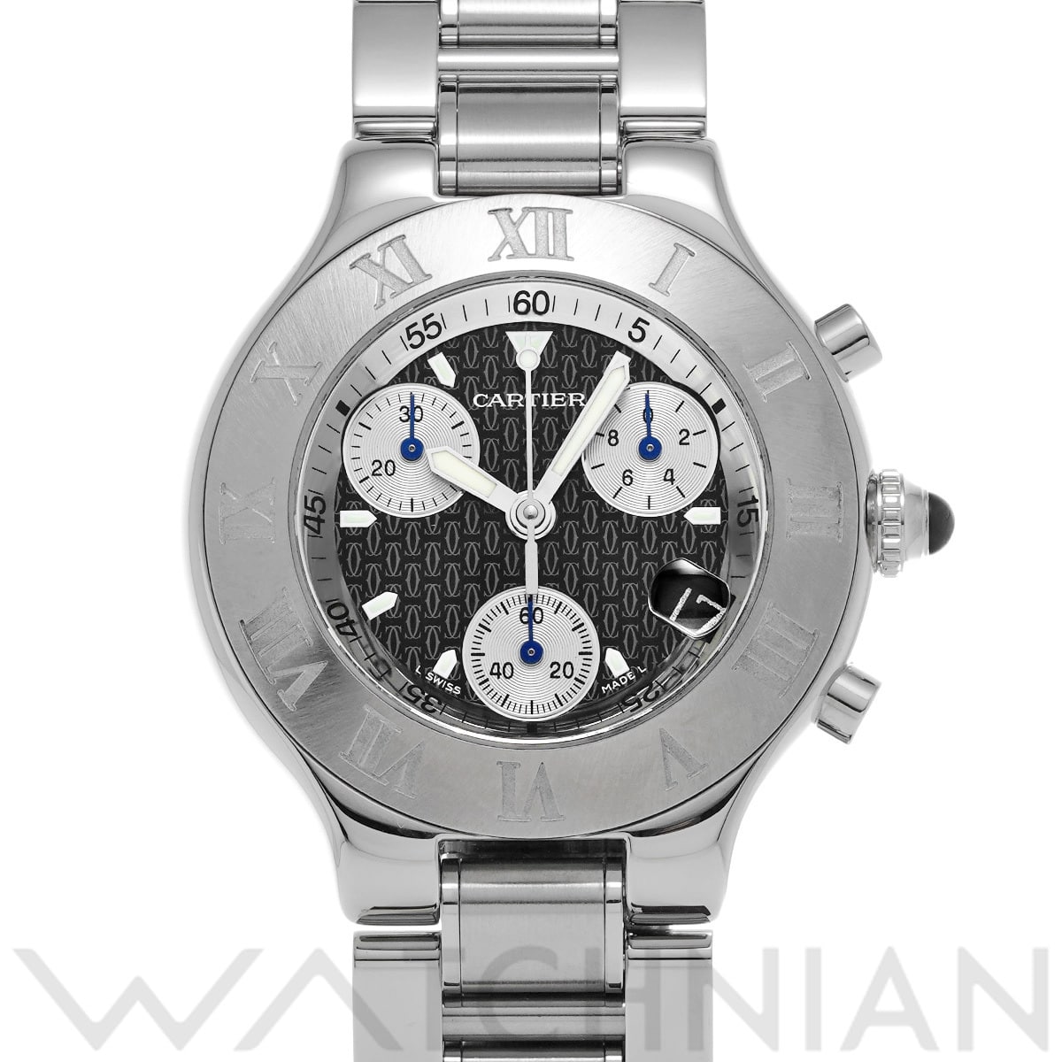 カルティエ マスト21 クロノスカフ W10172T2 ブラック/シルバー メンズ 時計 【中古】【wristwatch】