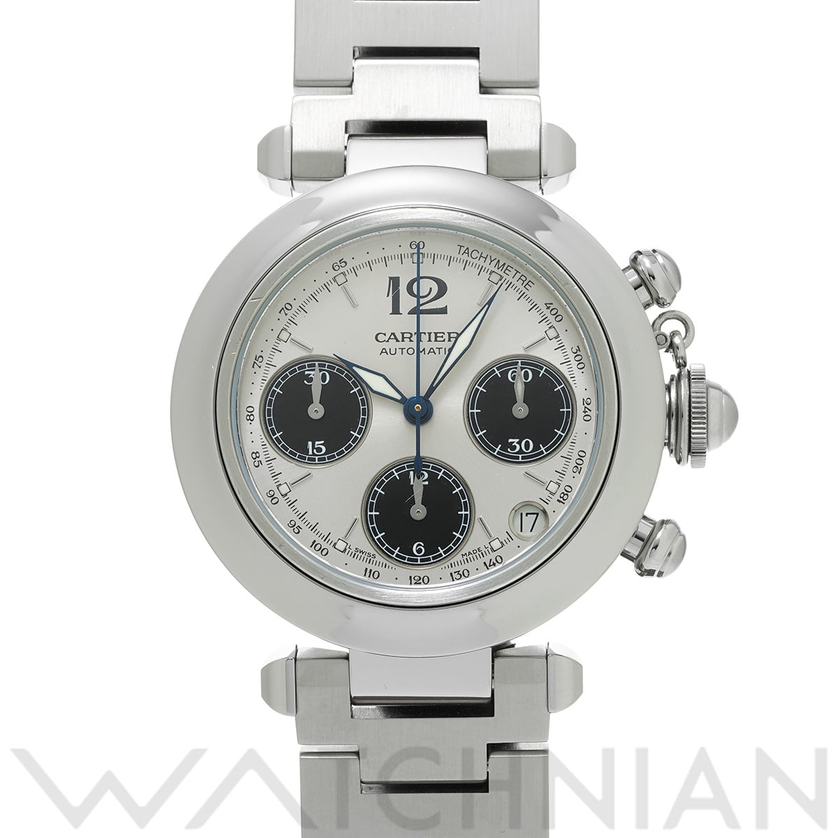 カルティエ パシャC クロノグラフ W31048M7 シルバー/ブラック メンズ 時計 【中古】【wristwatch】