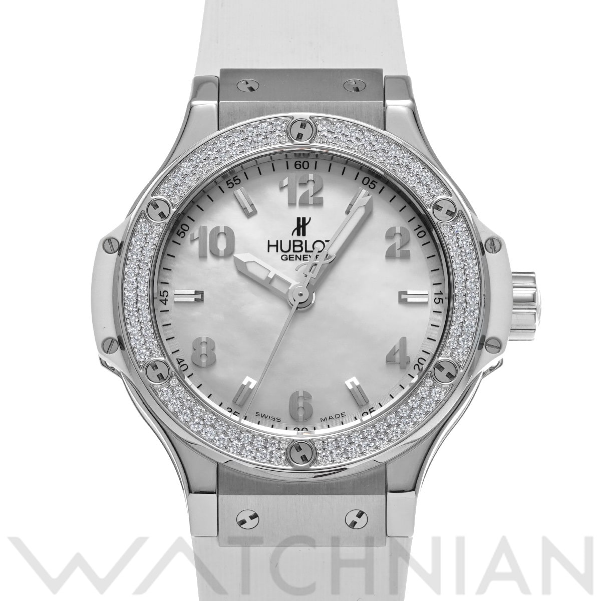 ウブロ ビッグバン オールホワイト ダイヤモンド マザーオブパール 361.SE.6010.RW.1104 ホワイトシェル レディース 時計 【中古】【wristwatch】