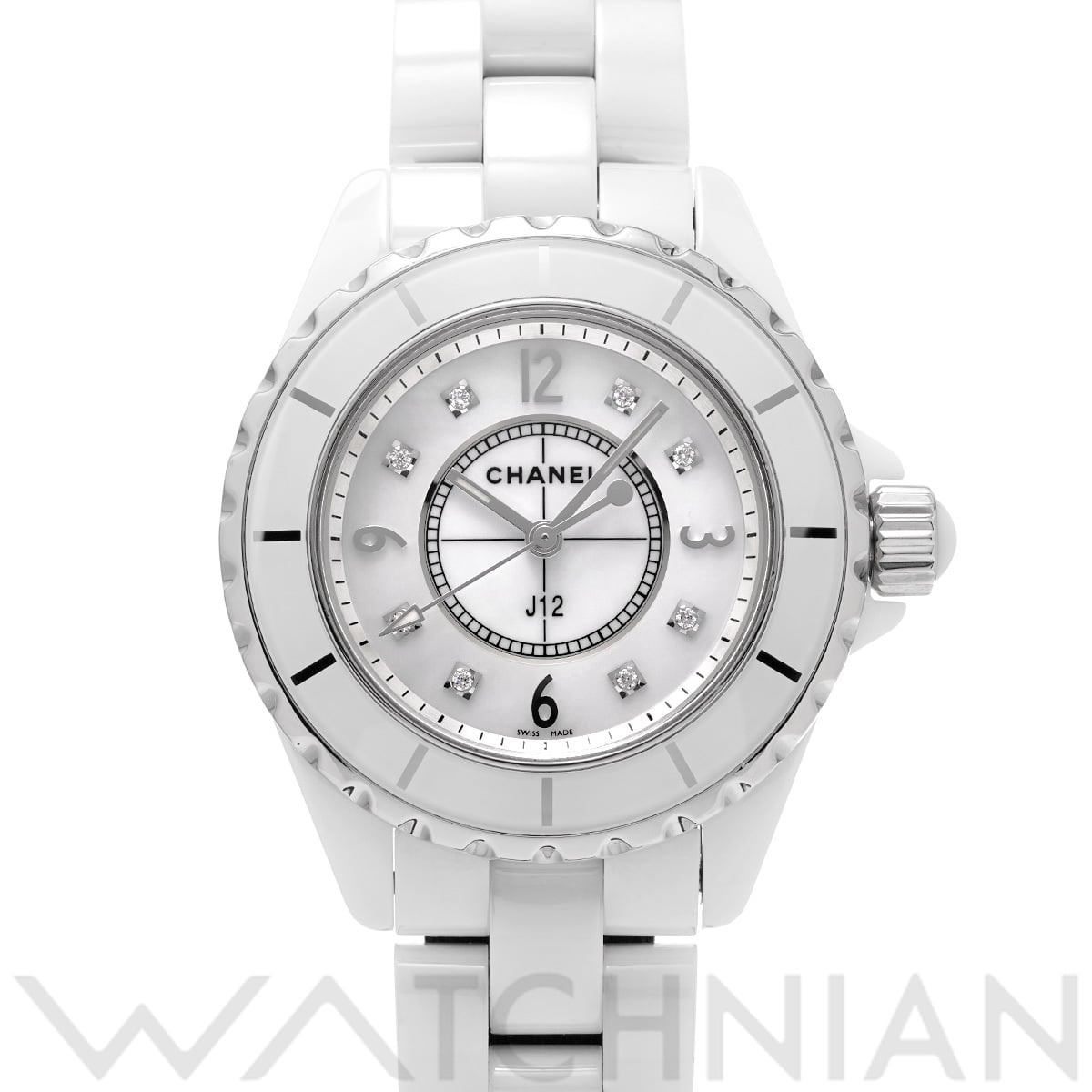 シャネル J12 33MM H2422 ホワイトシェル/ダイヤモンド レディース 時計 【中古】【wristwatch】