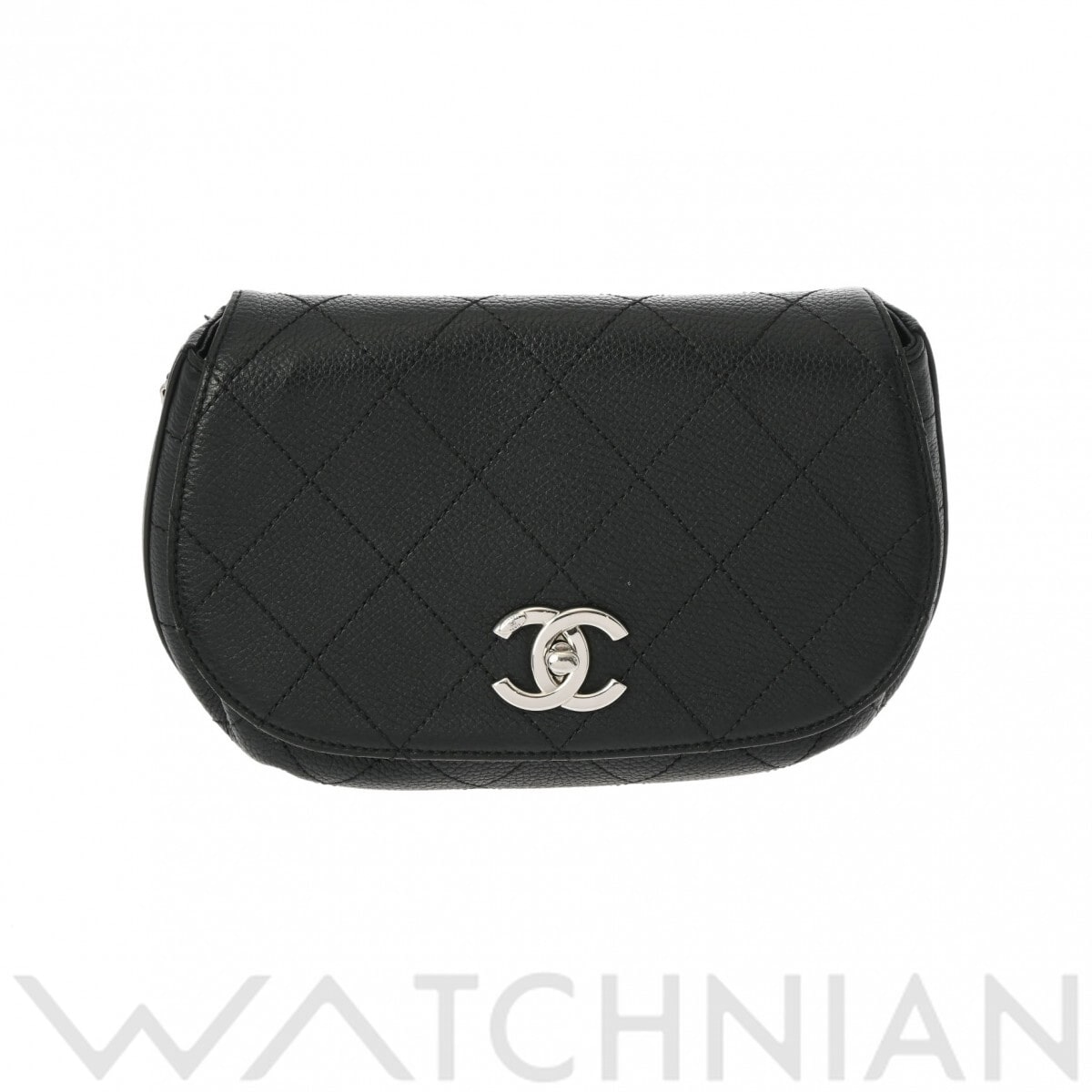 シャネル チェーンショルダー ブラック/シルバー金具 グレインカーフスキン レディース バッグ 【中古】【bag】