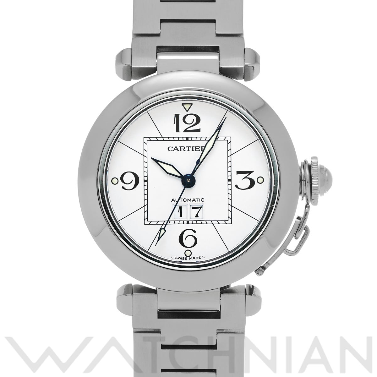 カルティエ パシャC ビッグデイト W31055M7 ホワイト ユニセックス 時計 【中古】【wristwatch】