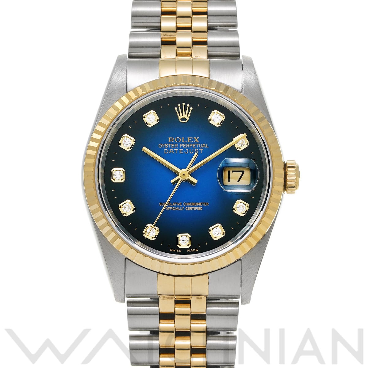 ロレックス デイトジャスト 16233G ブルー・グラデーション/ダイヤモンド メンズ 時計 【中古】【wristwatch】