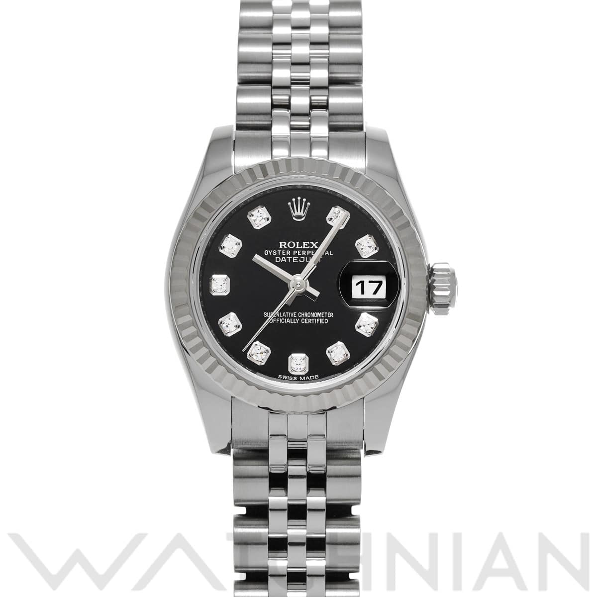 ロレックス レディ デイトジャスト 26 179174G ブラック/ダイヤモンド レディース 時計 【中古】【wristwatch】