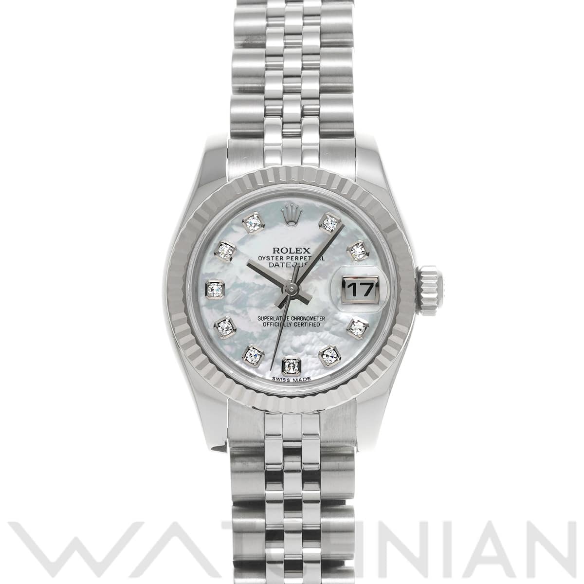 ロレックス デイトジャスト 179174NG ホワイトシェル/ダイヤモンド レディース 時計 【中古】【wristwatch】