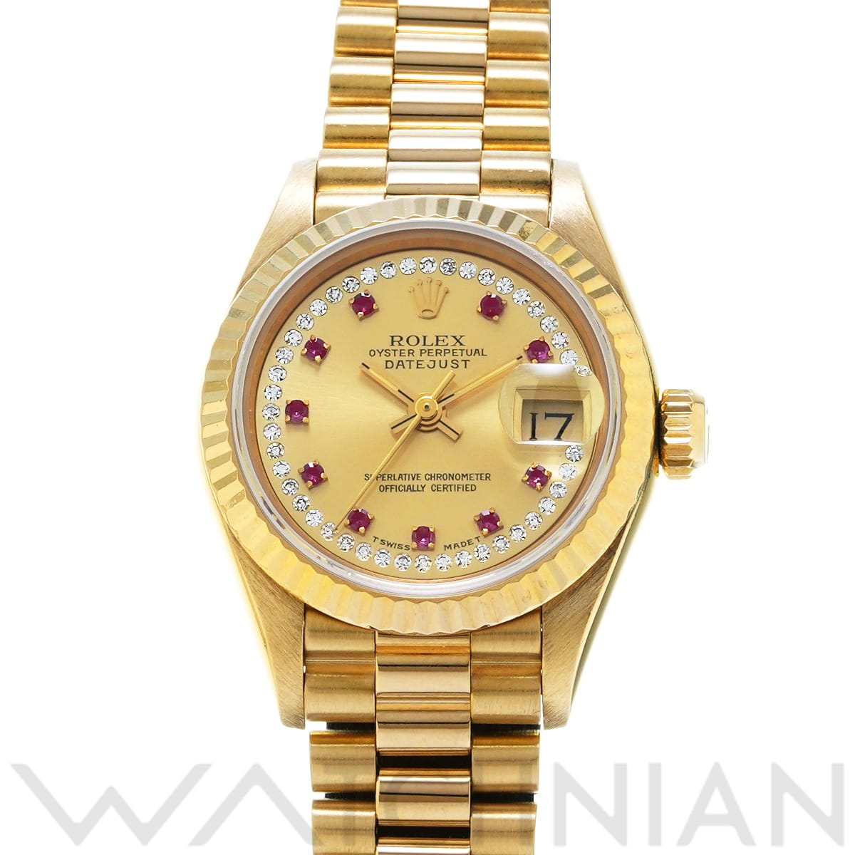 ロレックス デイトジャスト 26 69178LR シャンパン/ミリヤードダイヤモンド/ルビー レディース 時計 【中古】【wristwatch】