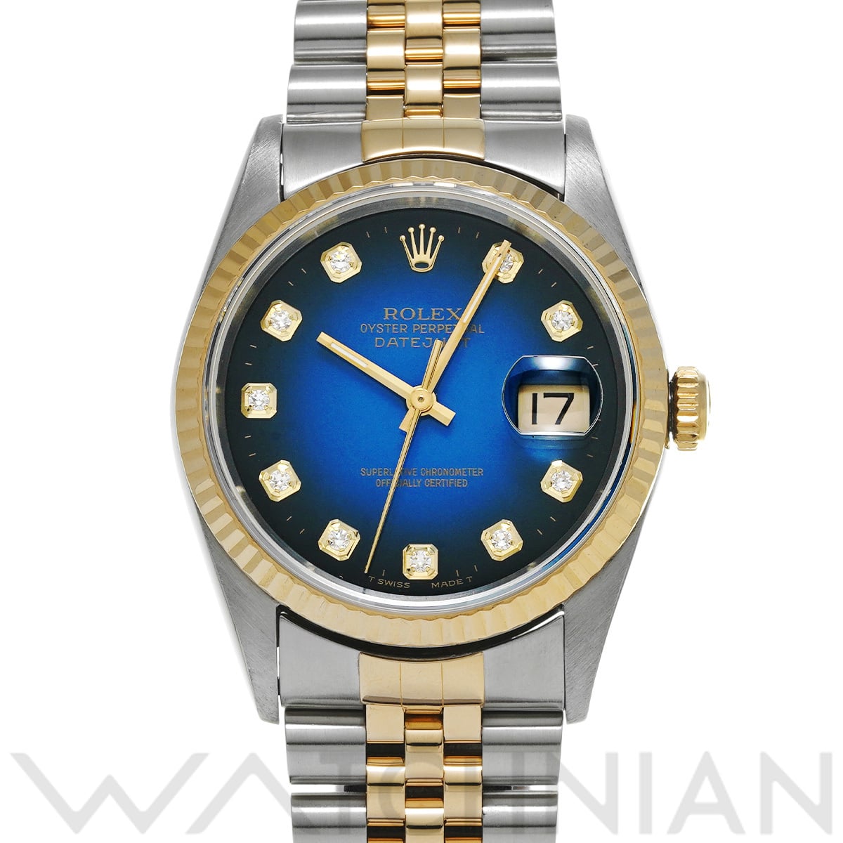 ロレックス デイトジャスト 16233G ブルー・グラデーション/ダイヤモンド メンズ 時計 【中古】【wristwatch】