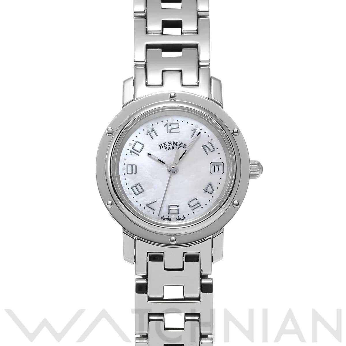 エルメス クリッパー ナクレ CL4.210 ホワイトシェル レディース 時計 【中古】【wristwatch】