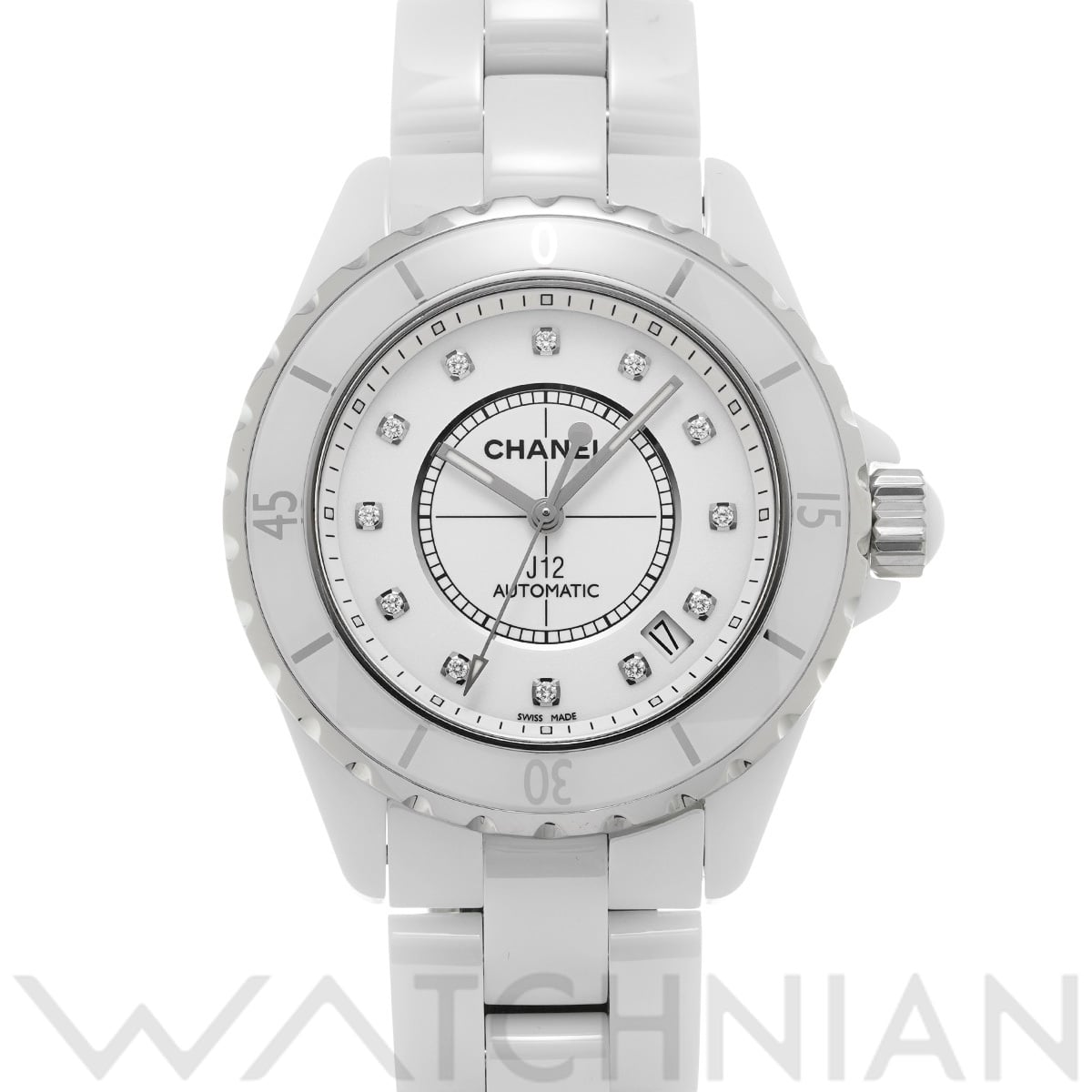 シャネル J12 38MM H1629 ホワイト/ダイヤモンド メンズ 時計 【中古】【wristwatch】