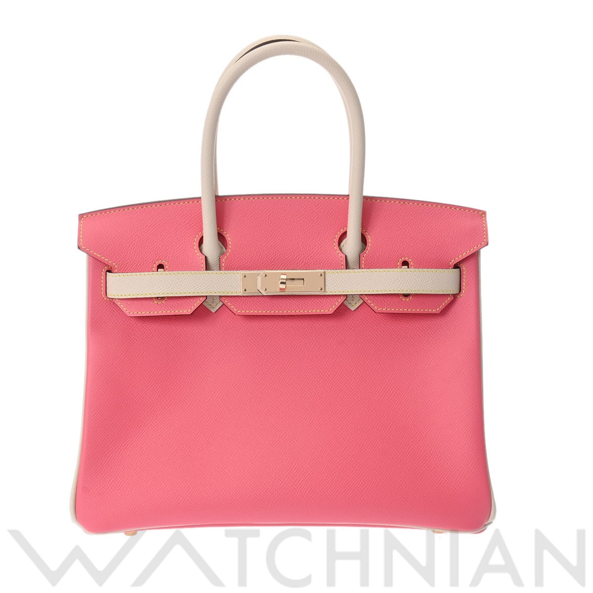 エルメス バーキン 30 SPオーダー ローズアザレ/クレ/シャンパンゴールド金具 ヴォーエプソン レディース バッグ 【中古】【bag】