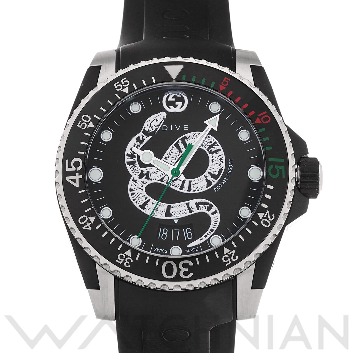 グッチ ダイブ スネーク YA136323 ブラック レディース 時計 【中古】【wristwatch】
