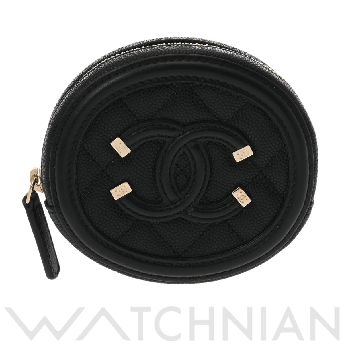 シャネル CCフィグリ－ ブラック A81458 グレインドカーフスキン レディース 財布 【中古】【purse】