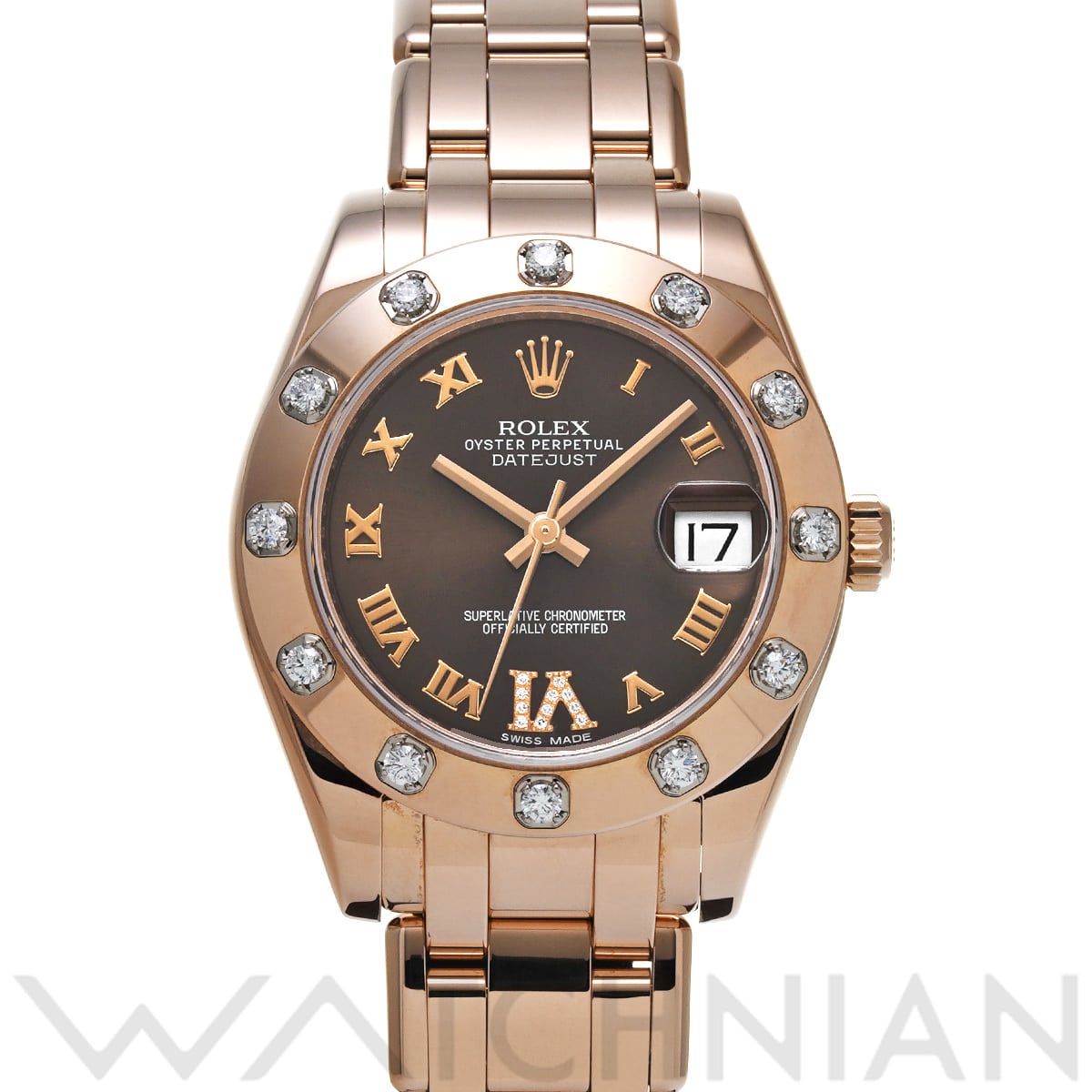 ロレックス デイトジャスト 34 パールマスター 81315 チョコレートブラウン/ダイヤモンド ユニセックス 時計 【中古】【wristwatch】