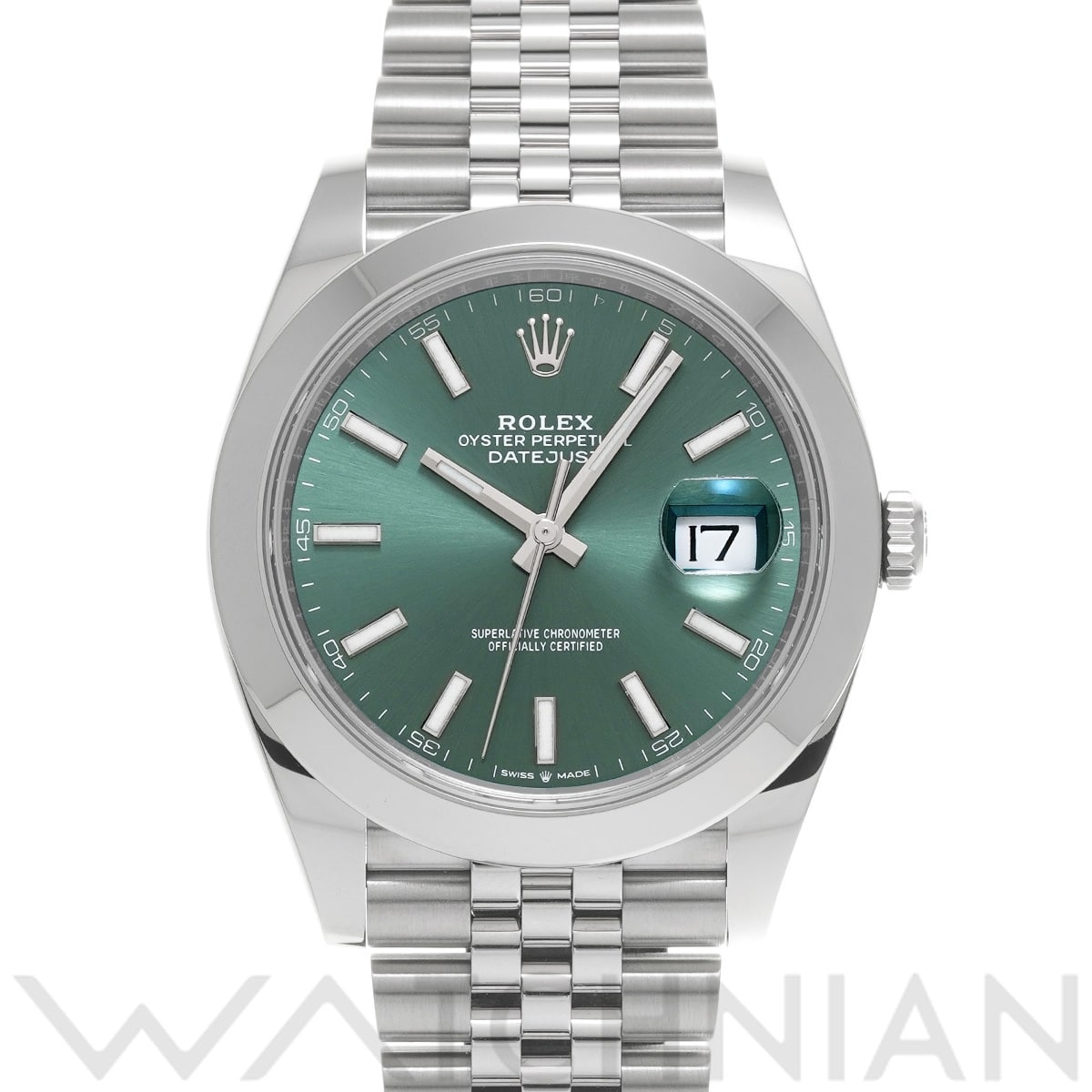 ロレックス デイトジャスト 41 126300 ミントグリーン メンズ 時計 【中古】【wristwatch】