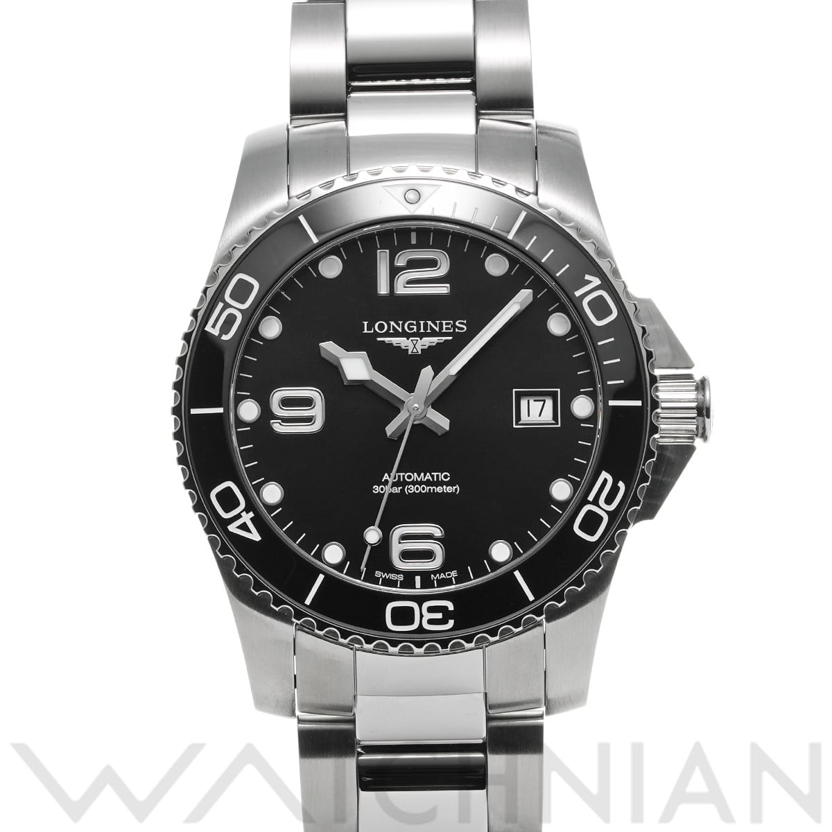 ロンジン ハイドロコンクエスト L3.781.4.56.6 ブラック メンズ 時計 【中古】【wristwatch】
