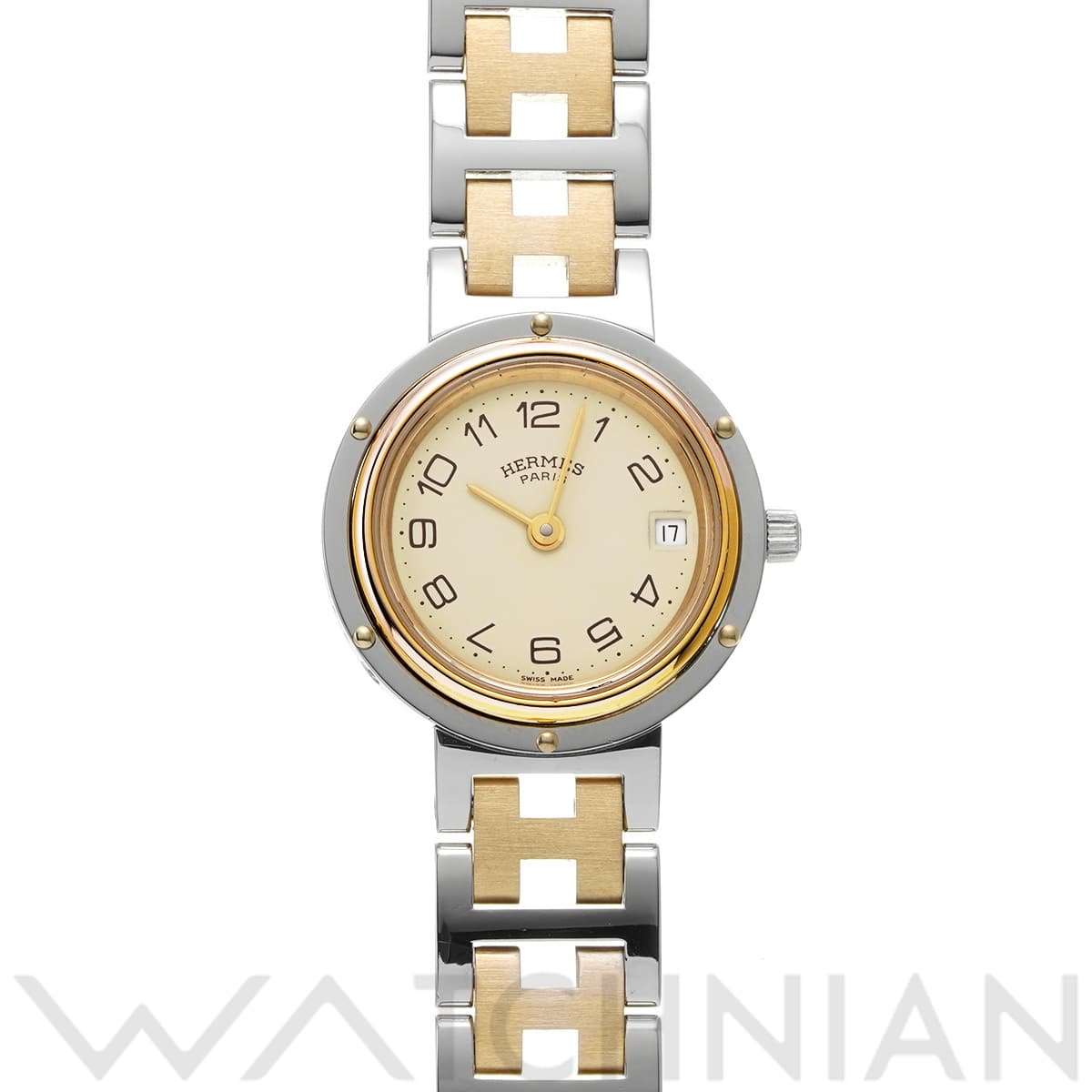 エルメス クリッパー CL4.220 アイボリー レディース 時計 【中古】【wristwatch】