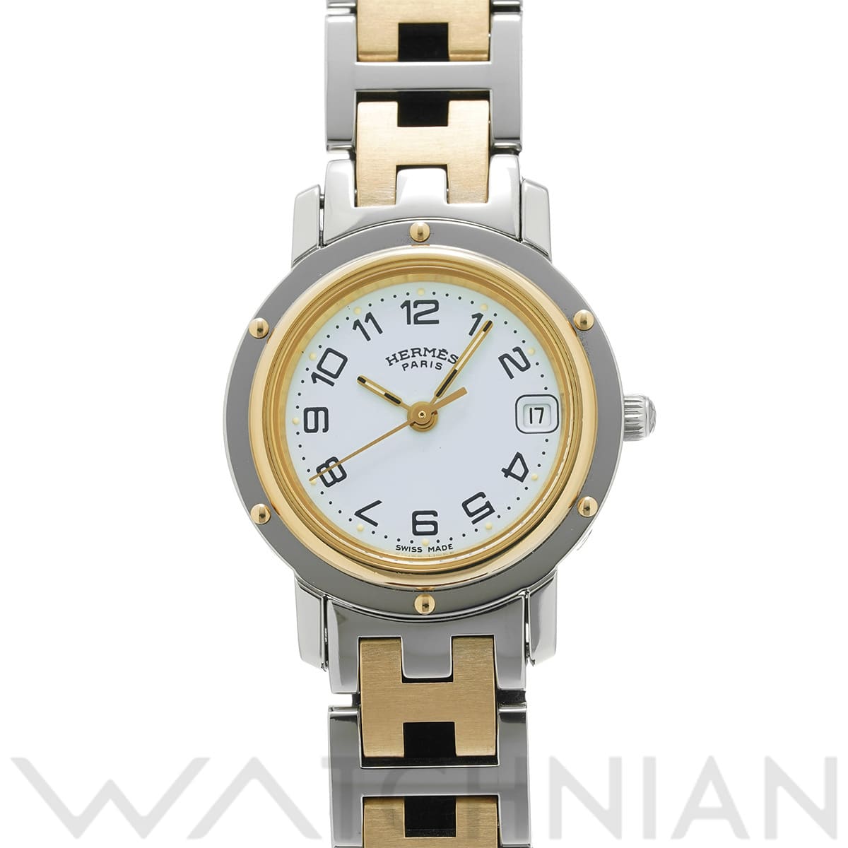 エルメス クリッパー CL4.220 ホワイト レディース 時計 【中古】【wristwatch】