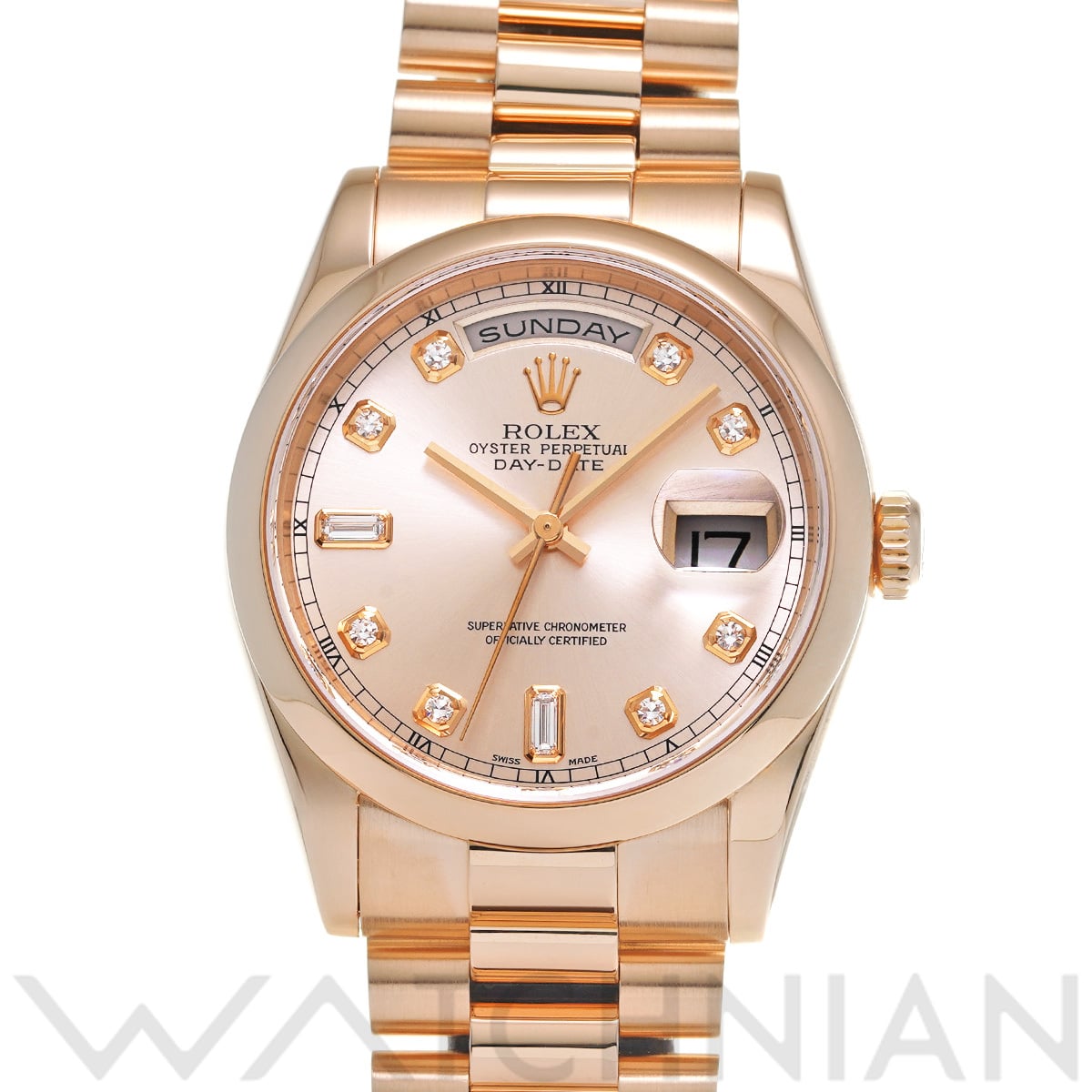 ロレックス デイデイト 36 118205A ピンク/ダイヤモンド メンズ 時計 【中古】【wristwatch】