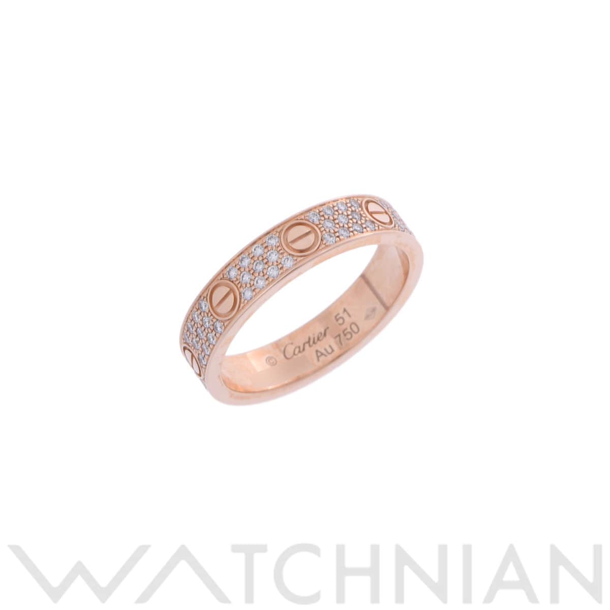 カルティエ ミニラブリング #51 パヴェ ゴールド K18ピンクゴールド PG レディース ジュエリー 【中古】【jewelry】