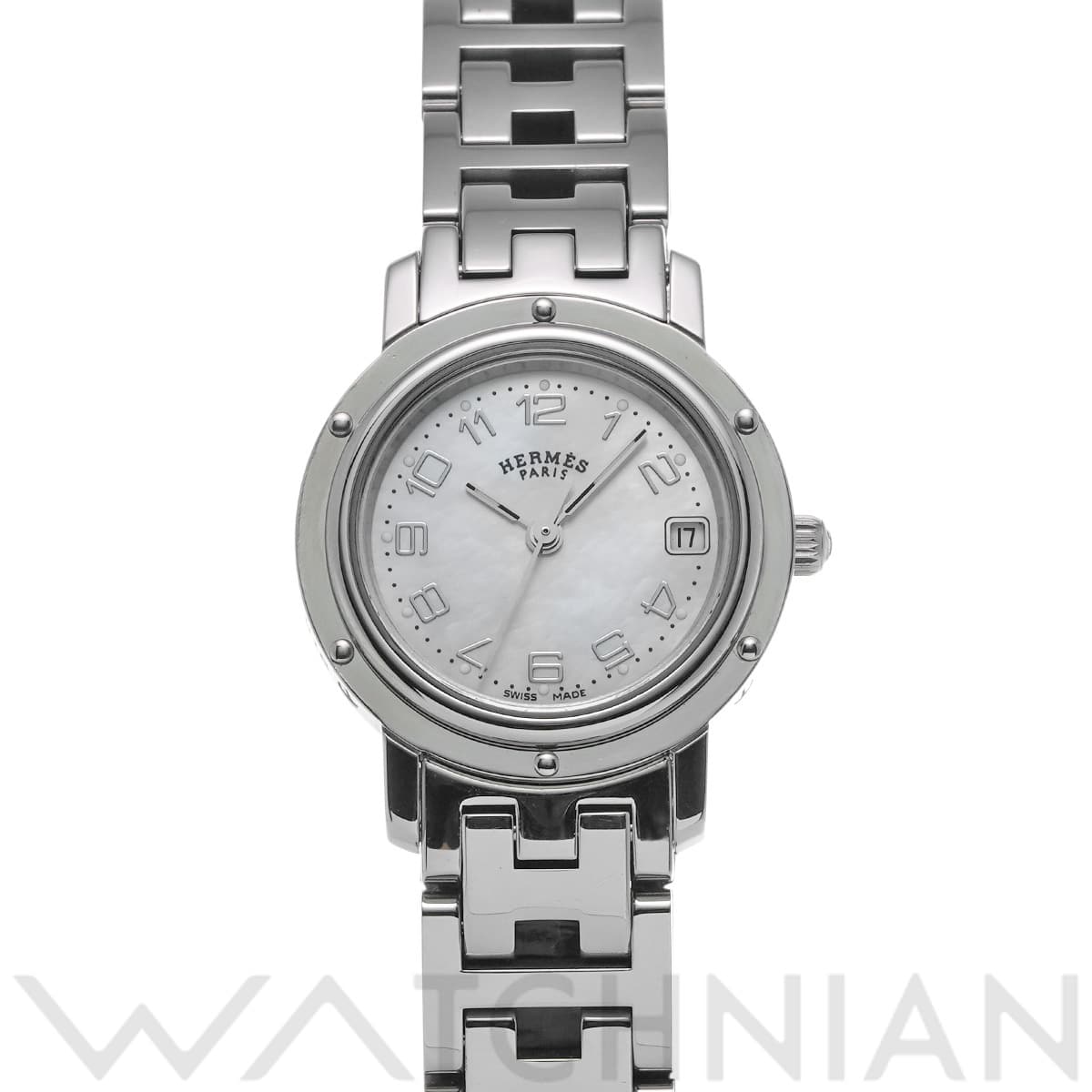 エルメス クリッパー ナクレ CL4.210 ピンクシェル レディース 時計 【中古】【wristwatch】