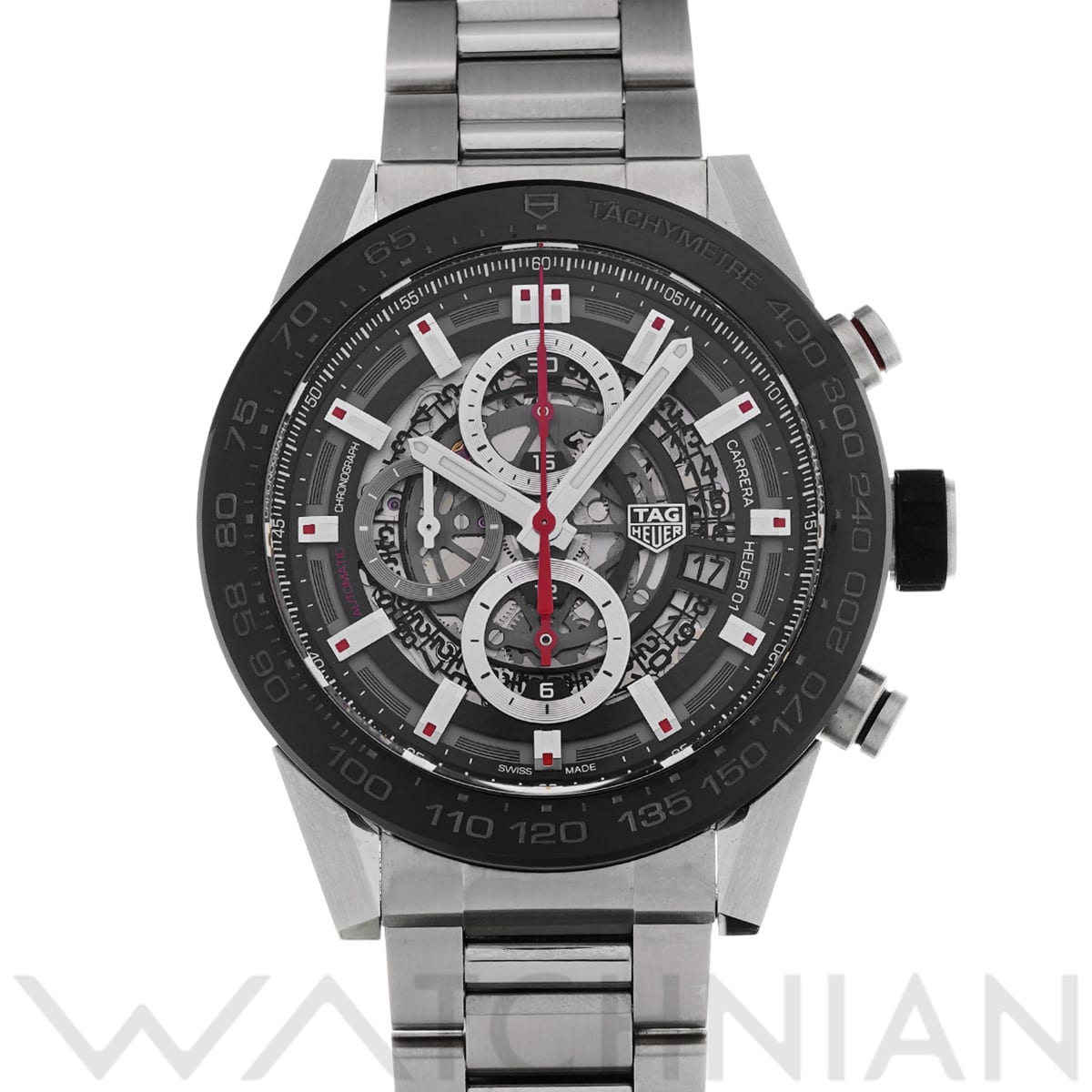 タグ ホイヤー カレラ キャリバーホイヤー01 クロノグラフ CAR2A1W.BA0703 ブラック メンズ 時計 【中古】【wristwatch】