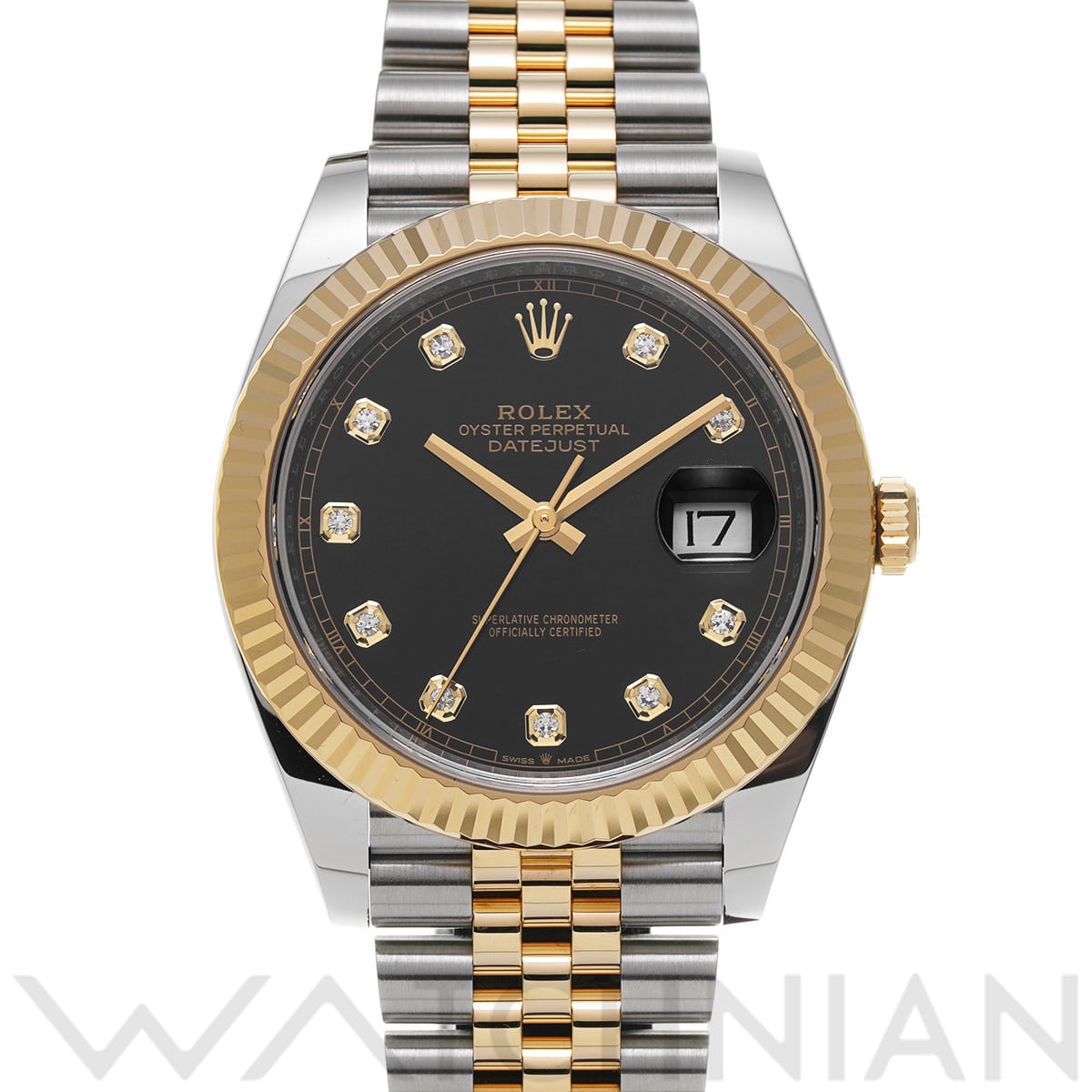 ロレックス デイトジャスト 41 126333G ブライトブラック/ダイヤモンド メンズ 時計 【中古】【wristwatch】