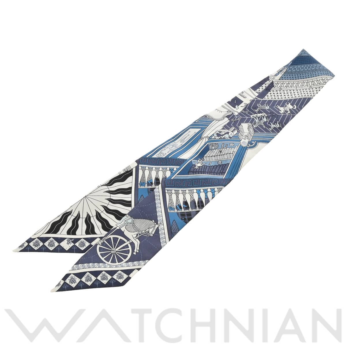 エルメス ツイリー OBJETS DE CURIOSITE ブルー 063757S シルク100％ レディース 【新品】【other】