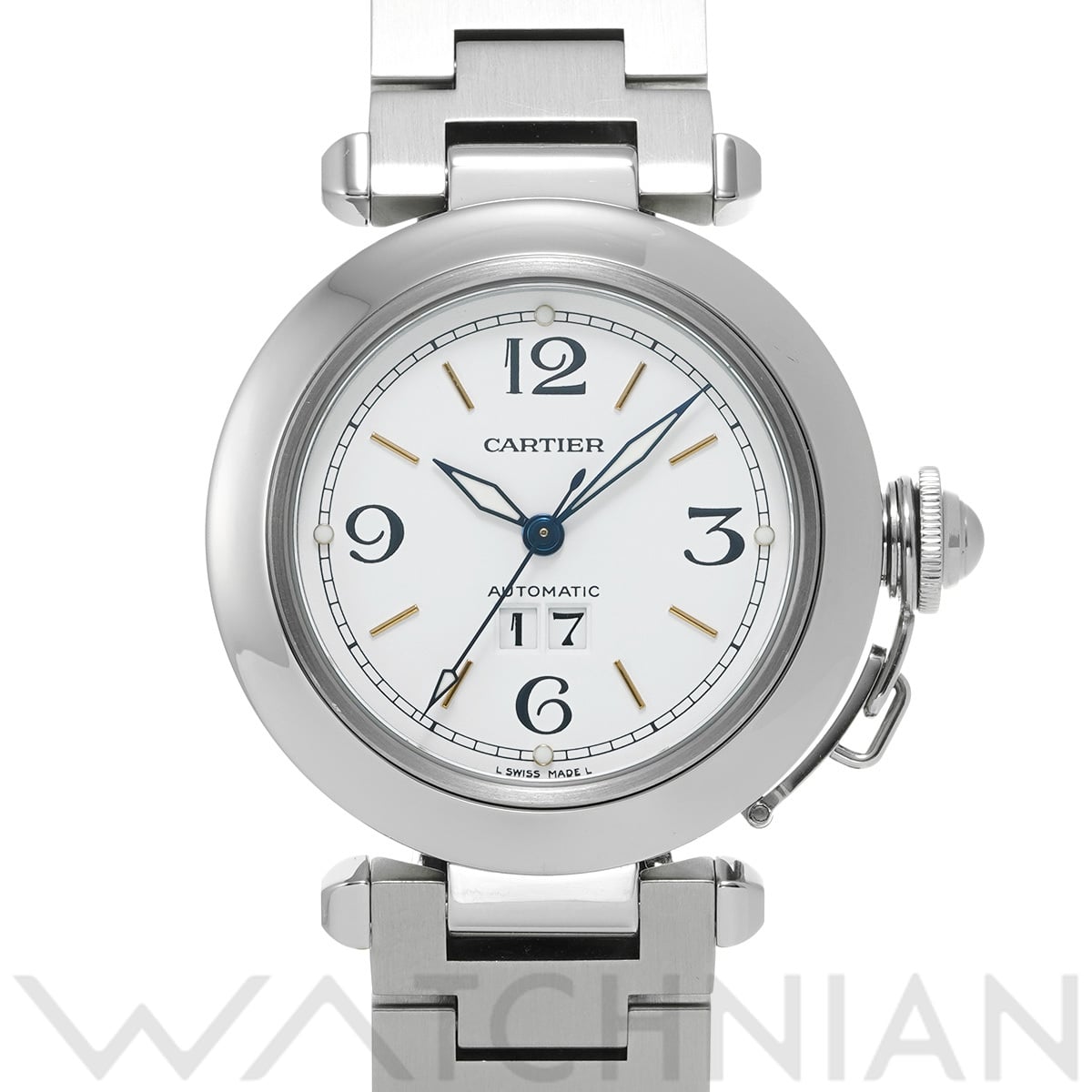 カルティエ パシャC ビッグデイト W31044M7 ホワイト ユニセックス 時計 【中古】【wristwatch】
