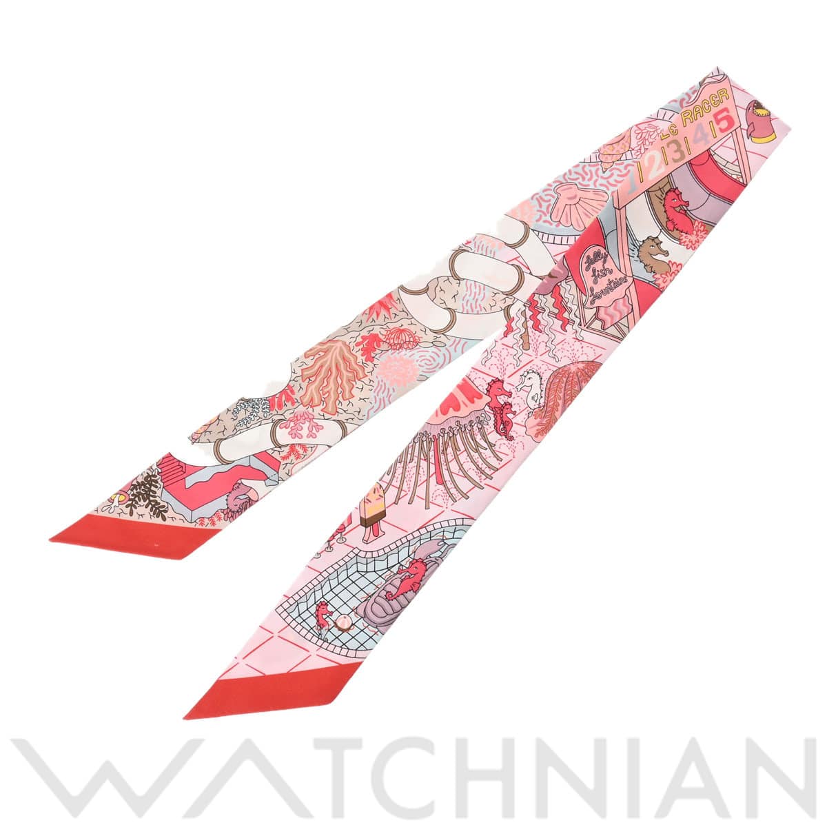 エルメス ツイリー SPLASH PARK ピンク/レッド 063806S シルク100％ レディース 【新品】【other】