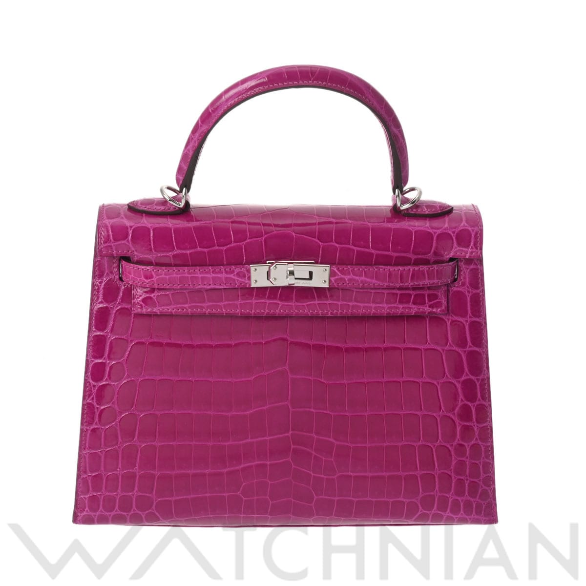 エルメス ケリー25 外縫い ローズシェヘラザード/パラジウム金具 ニロティカスリセ レディース バッグ 【中古】【bag】