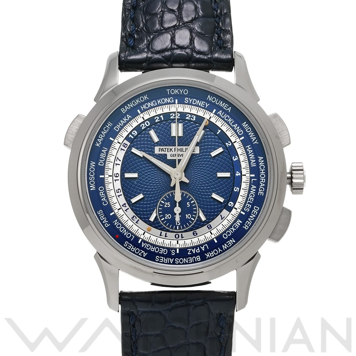パテック フィリップ コンプリケーション ワールドタイム フライバッククロノグラフ 5930G-001 ブルー メンズ 時計 【中古】【wristwatch】