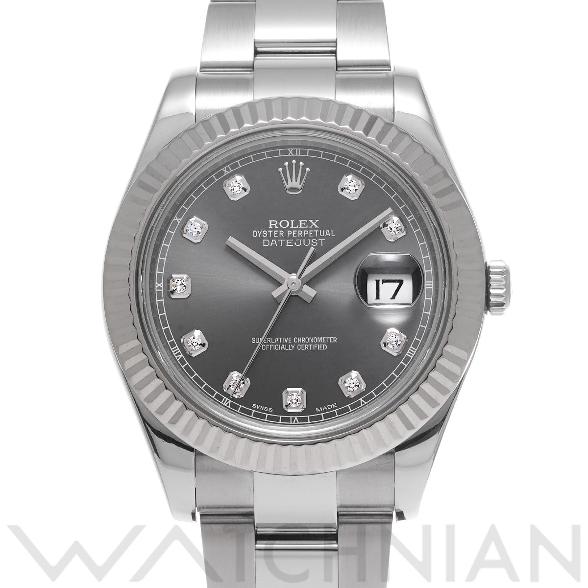 ロレックス デイトジャスト II 116334G グレー/ダイヤモンド メンズ 時計 【中古】【wristwatch】