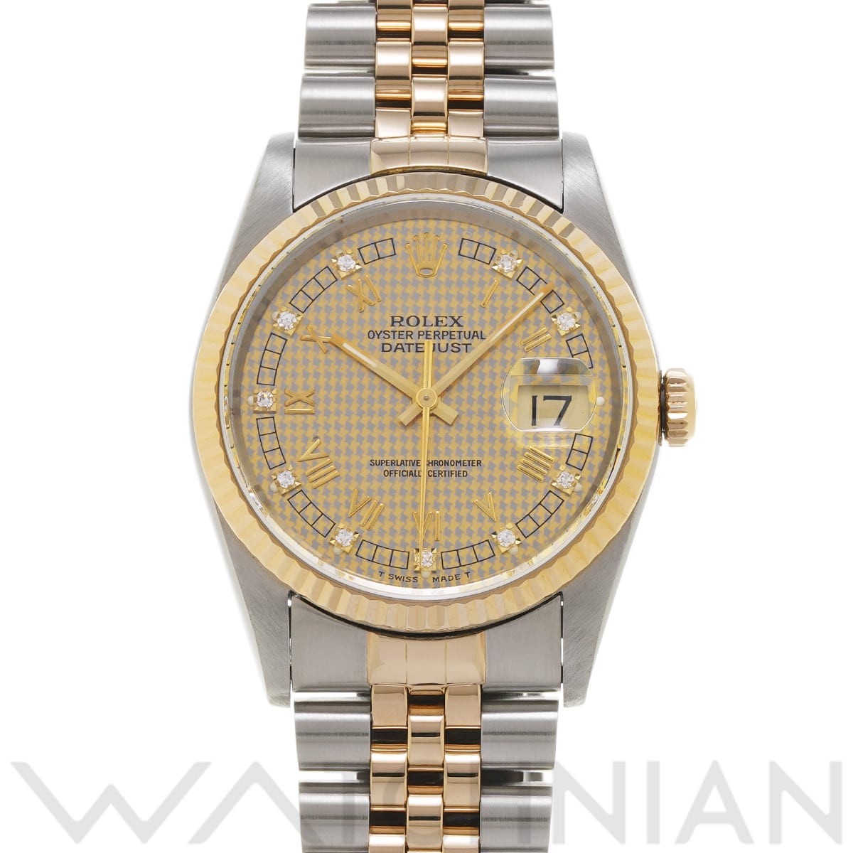 ロレックス デイトジャスト 16233G シャンパンハウンズトゥース/ダイヤモンド メンズ 時計 【中古】【wristwatch】