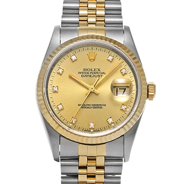 ロレックス デイトジャスト 16233G シャンパン/ダイヤモンド メンズ 時計 【中古】【wristwatch】