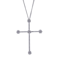 ポンテヴェキオ クロスネックレス シルバー K18ホワイトゴールド WG レディース ジュエリー 【中古】【jewelry】