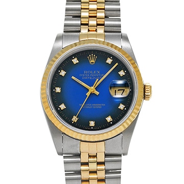 ロレックス デイトジャスト 16233G ブルー・グラデーション/ダイヤモンド メンズ 時計 【中古】【wristwatch】