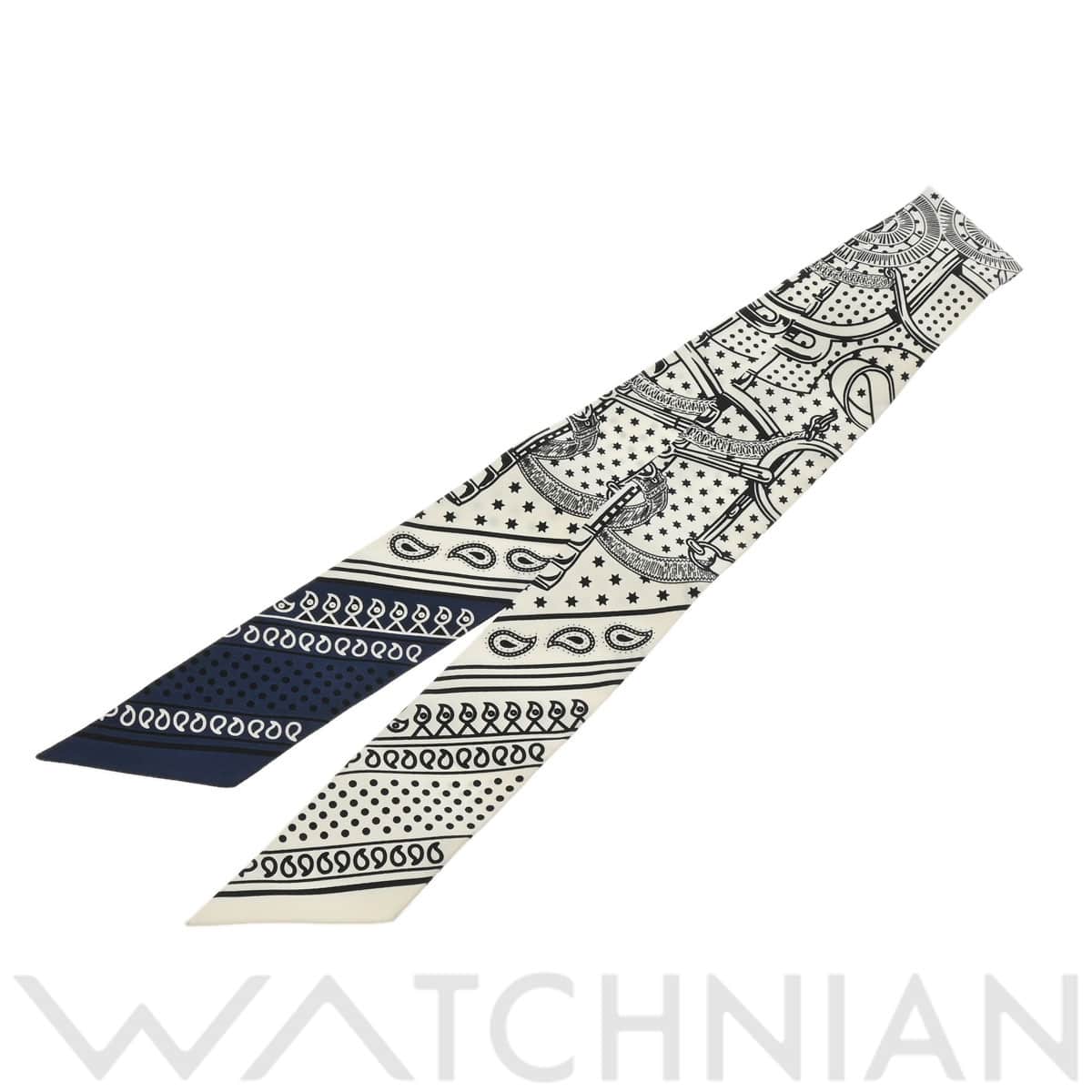 エルメス ツイリー EPERON D OR ブラン/マリン/ノワール 062978S シルク100％ レディース 【新品】【other】