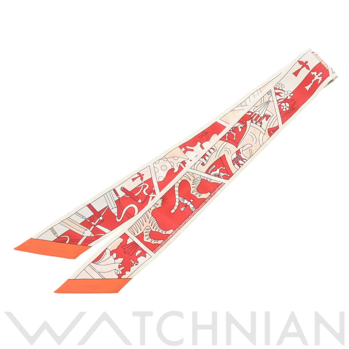 エルメス ツイリー HERMES FACTRY SUITE ルージュ/ブラン/ブルー 063975S シルク100％ レディース 【新品】【other】