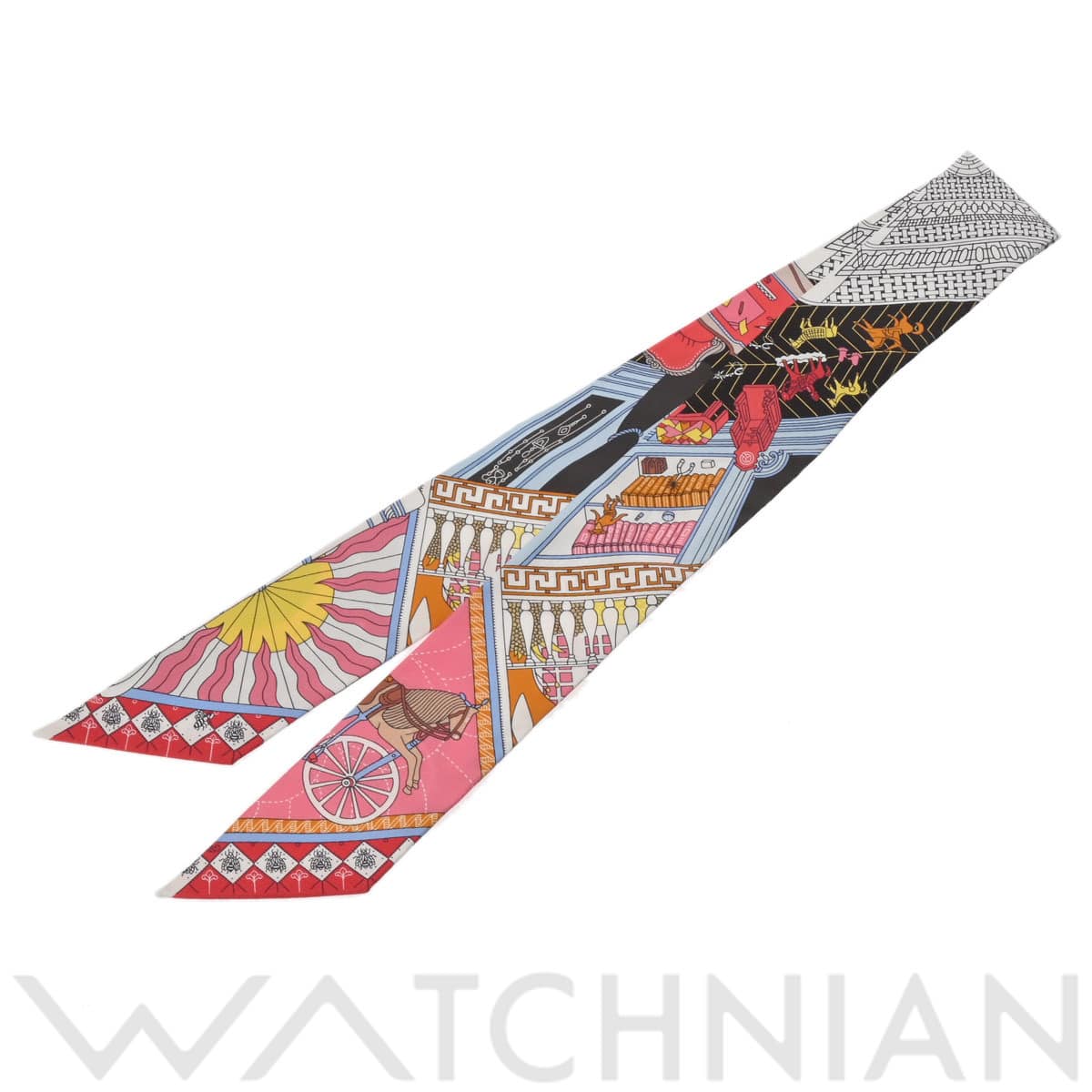 エルメス ツイリー OBJETS DE CURIOSITE エベンヌ/グレナデン 063757S シルク100％ レディース 【新品】【other】